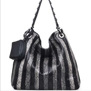 NEW URBAN Expressions Blk Gray and Amara Snakeskin purse